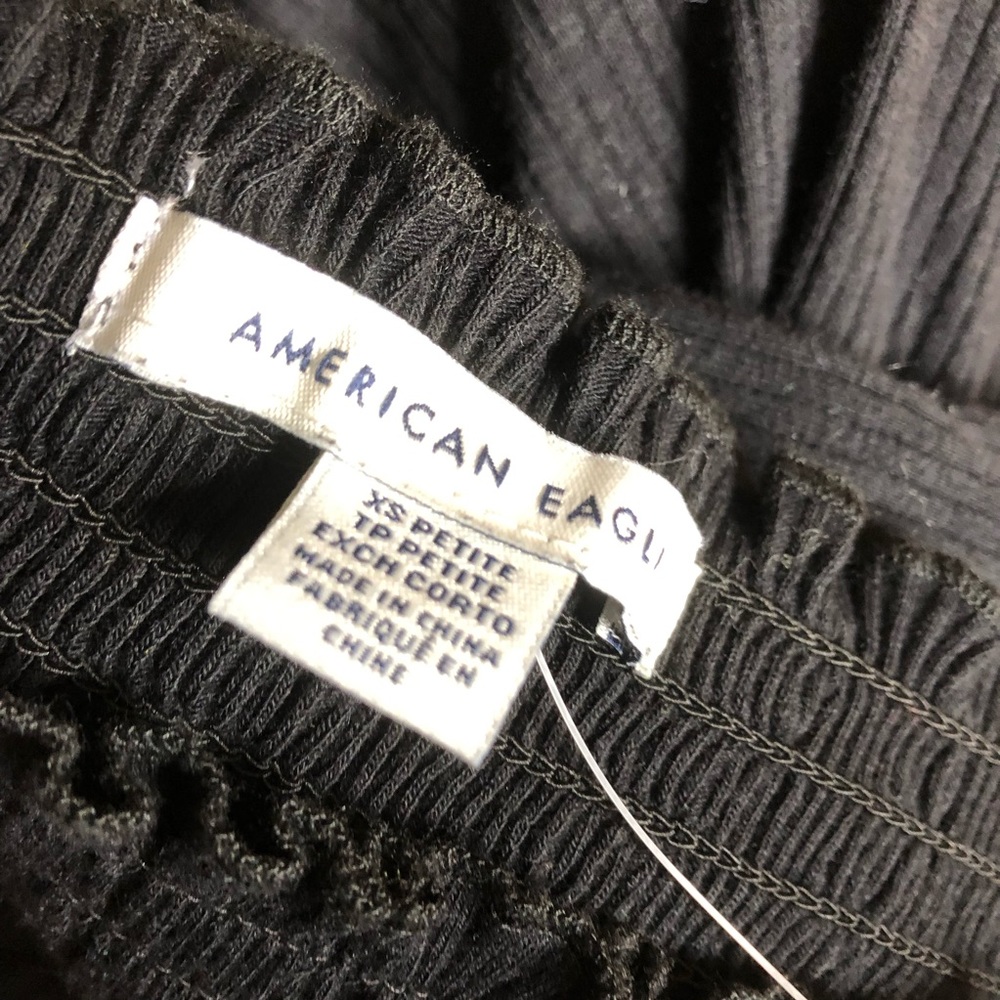 NWT American Eagle black long sleeve square neck smocked mini dress size XSP - Picture 7 of 12